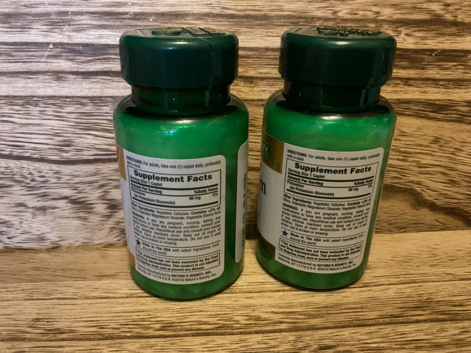 2 Pack Nature's Bounty Potassium 99mg 100 Caplets Each Exp 9/25 - Image 3 of 4