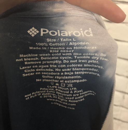 Polaroid Womens Size L Blue/White Tie Dye Long Sleeve Cropped Shirt - Picture 3 of 5