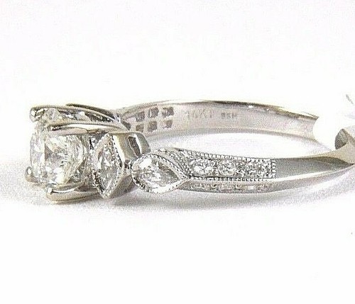 Natural Round Diamond Solitaire Lady's Ring 14k White Gold 1.44Ct - Picture 2 of 8