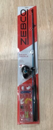 Zebco Ready Tackle Spincast Reel and Fishing Rod Combo Lures Box Kit NEW - Picture 1 of 3