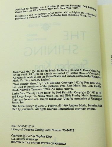 Stephen King The Shining 1977 1st. Edition HC/DJ - Foto 6 di 11