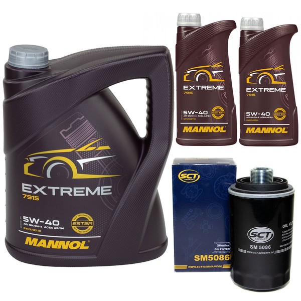 MotoröL Set Mannol Extreme 5W-40 API 7 Liter + ÖLfilter FüR VW Amarok 2.0 160 PS-image