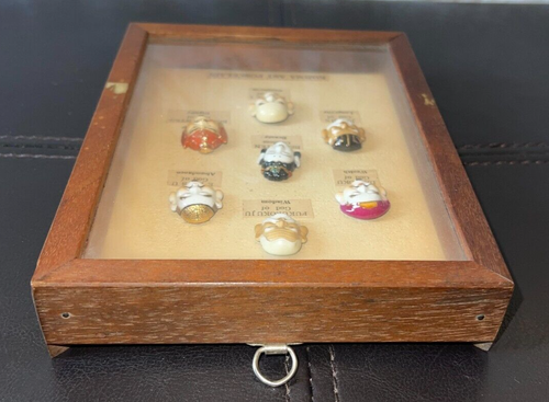 Vtg Kojima Seven Gods of Fortune Porcelain Buttons Japan Mint Rare Mounted Box - Picture 5 of 11