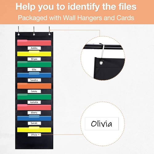 Opret 10 Pockets Storage Pocket Chart with 10 Nametag 10 Pockets, black  - Bild 8 von 8