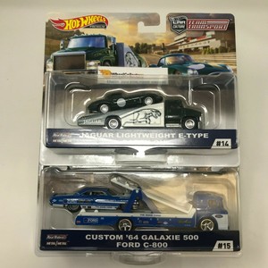 SET-64-Galaxie-amp-Jaguar-E-Type-2019-Hot-Wheels-Team-Transport-Car-Culture-F-Case