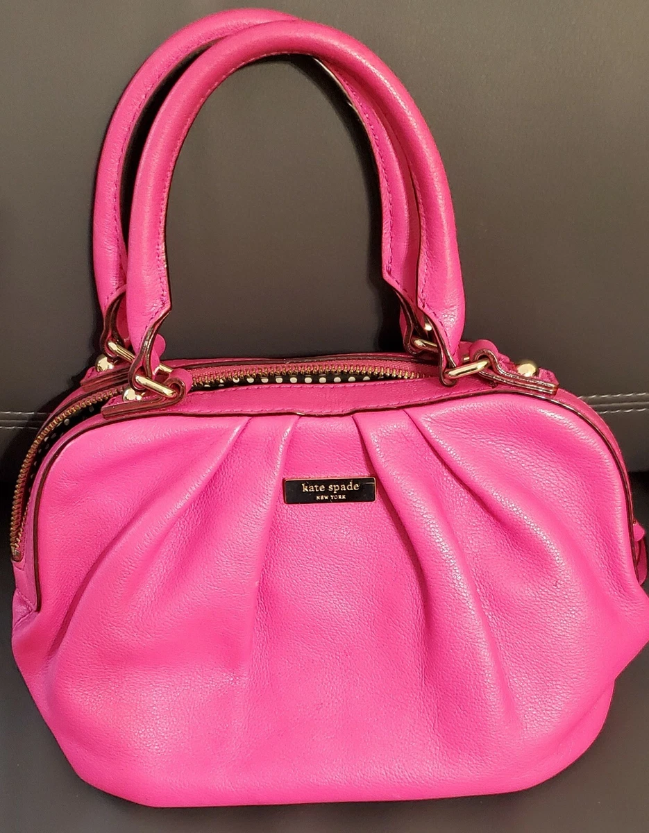 Kate Spade Small Hot Pink Purse/Handbag. Polka Dot Interior. Handles.