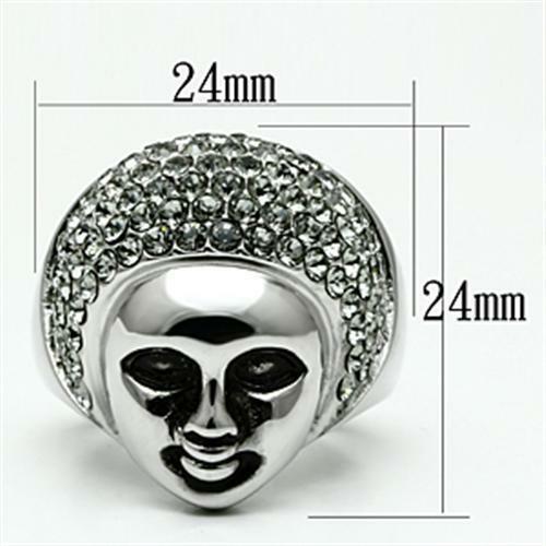 Religion Inspired Gray Crystal Pave Face Stainless Steel Ring - Picture 2 of 7