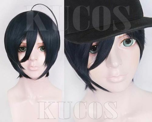 For Cosplay DanganRonpa V3 Saihara Shuichi Short Dark Blue Cosplay Wig+Wig Net - Picture 1 of 5