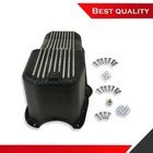 Stock Finned Oil Pan w/ Driver Side Dipstick Suit Chevy 1955-1979 Black Aluminum