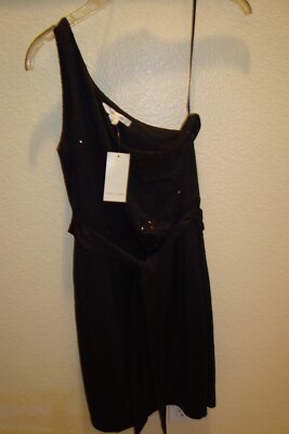 max and cleo black one shoulder dress Black satin one shoulder cocktail dress