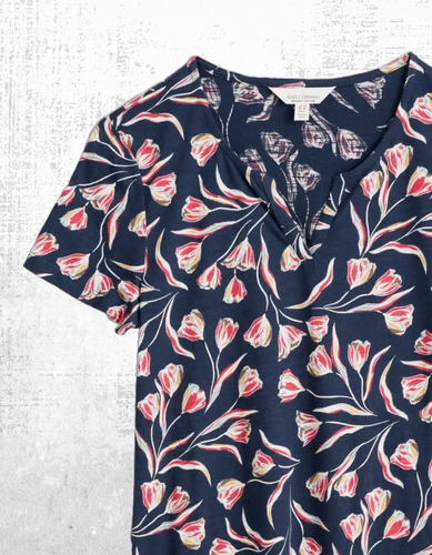 Ex Seasalt Women’s Short Sleeve Tile Print Tunic in Navy Bloom Palete - Picture 8 of 8