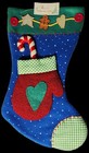 NEW Vintage Rauch Christmas Stocking Mitten Candy Cane Gingerbread Man Blue Gree