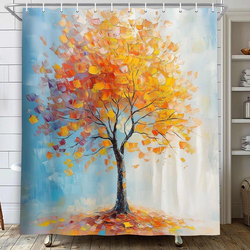 Colorful Tree Shower Curtain Funky Abstract Aesthetic Oil Painting Tree Showe... - Picture 3 of 6