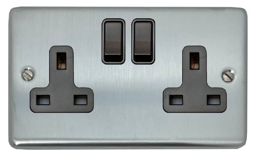 Interruptores de luz CSCB cromados satinados, enchufes, reguladores, cocina, fusible, TV, BT - Imagen 3 de 45