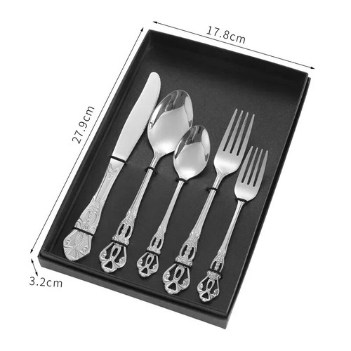 Retro Gold Besteckset Komplett Geschirr Edelstahl Geschirrset - Bild 27 von 48