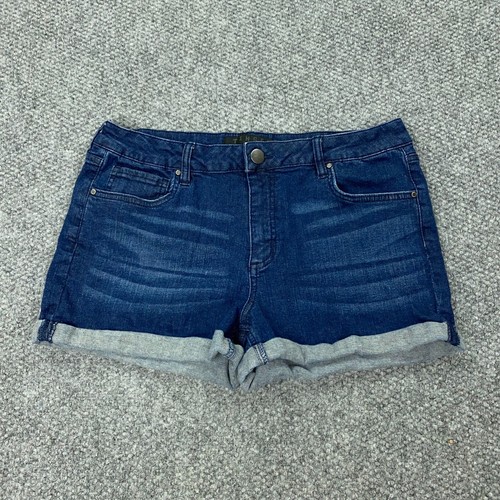 Fackel Jeans Shorts Damen Größe 30 blau Denim mittlerer Stretch-Rollsaum - Bild 1 von 10