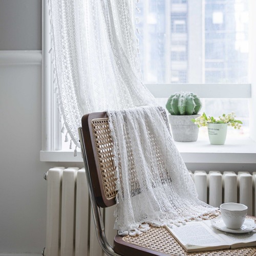 Crochet Lace Curtain Panels Window Drapes Bedroom Living Room Rod Pocket Rustic - Picture 41 of 49
