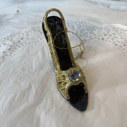 RAZ Imports Gold Glitter Filigree High Heel Shoe Christmas Ornaments NEW - Picture 9 of 11