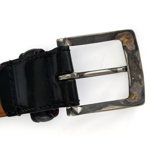 Cinturón de vestir Brooks Brothers 346 para hombre talla 36/90 negro cuero genuino borde cosido - Imagen 6 de 10
