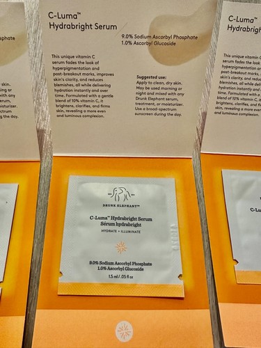 5x Drunk Elephant C-Luma Hydrabright Serum 1.5mL/ .05oz Sample Packets, NEW - Picture 3 of 5