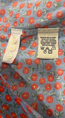 Vintage Eddie Bauer Blue Floral Cottagecore Collared Button Up Women’s Shirt S - Picture 8 of 9
