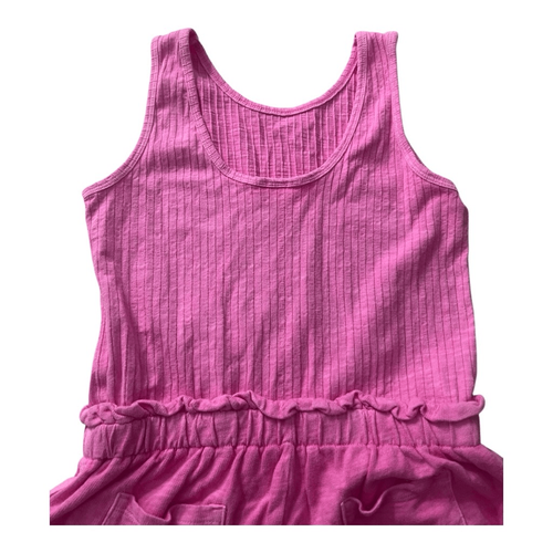 Cat & Jack Pink Sleeveless Ribbed Romper L(10/12) Cotton Pockets Elastic Waist - Picture 9 of 12
