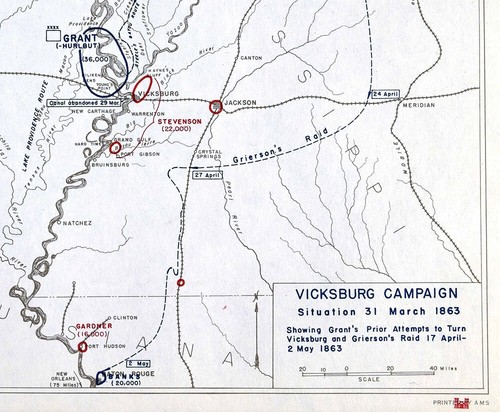 Civil War Map Vicksburg Campaign Battle Chickasaw Bluff Gierson Raid Mississippi - Picture 5 of 5