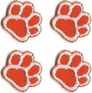 Lot of 4 White Dog Animal Paw Print Embroidery Patch 5//8/" inch each