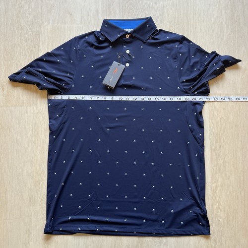 KJUS Sotto Polo Golf Shirt Navy Ski All Over Print UPF Men’s M K00201 - Picture 11 of 14