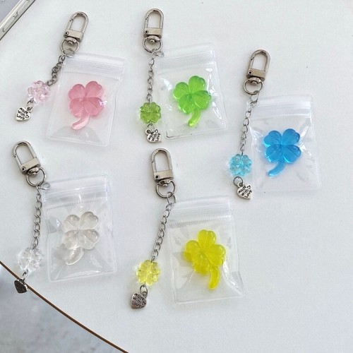 Four Leaf Clovers Bag Charm Keychain Lanyard Mobile Phone Decoration for Women