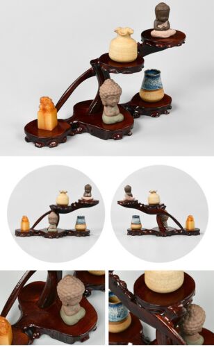 13.7" Wooden Display Rack Craft Stand Bonsai Stone Statue Doll Artwork Pot Decor - Picture 3 of 3