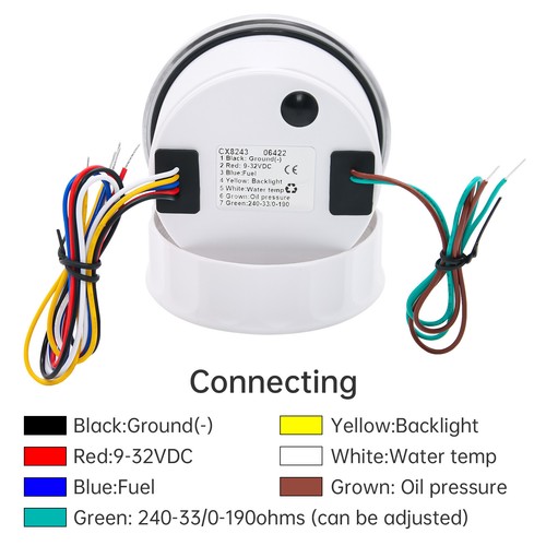 85MM 4 IN 1 Multifunction Gauge Fuel Level Oil Pressure Water Voltmeter w/Sensor - Picture 7 of 16