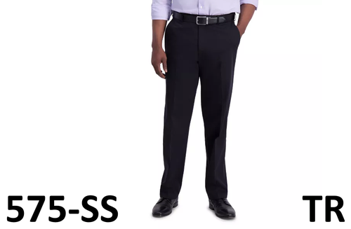 Haggar Men's Iron Free Premium Khaki Classic Fit Flat Front Pant Black 44WX29L - Picture 1 of 4