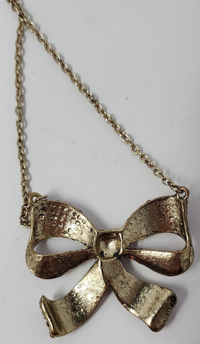 Betsey Johnson Necklace Hot Pink Crystal Rhinestone Bow Ribbon Gold Tone Pendant - Picture 14 of 24