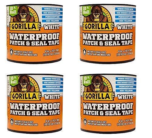 Gorilla Waterproof Patch & Seal Tape, 4" x 10', White (Pack of 4) - Bild 1 von 1