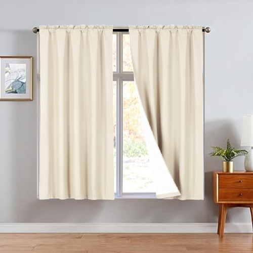 R64 1 SET WHITE LINER ULTIMATE BLACKOUT WINDOW CURTAIN TREATMENT THERMAL panels - Picture 21 of 58