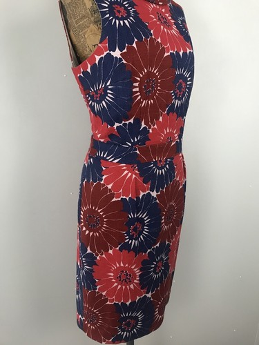 BODEN DRESS 14 REGULAR RED WHITE BLUE Floral Sheath Midi Short Casual Summer - Picture 6 of 24