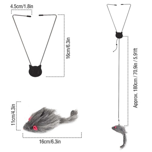 Retractable Hanging Interactive Cat Teaser Toy Cats Kitten Play Chase Exercise - Picture 12 of 12