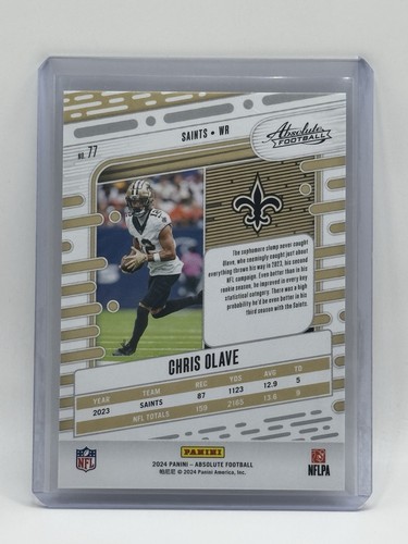 2024 Chris Olave Panini Absolute Football #77 New Orleans Saints - Picture 2 of 2