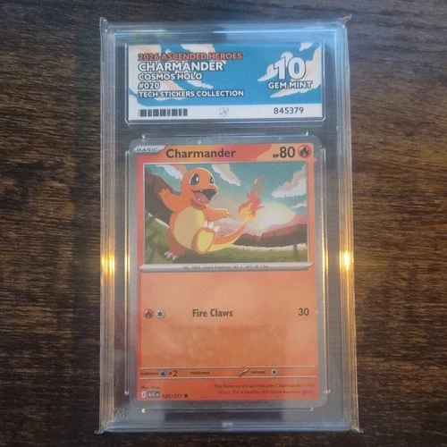 Pokemon Charmander Cosmos Holo 020/217 ACE 10 Gem Mint Tech Sticker Promo ASC