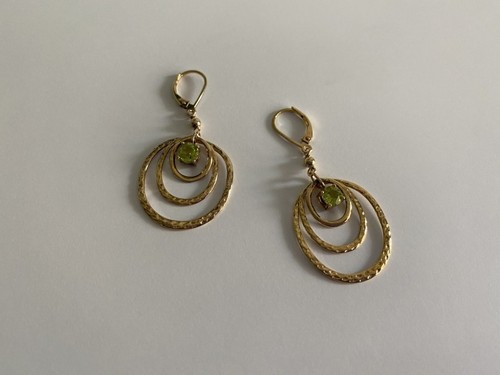 925 STERLING SILVER GOLD PLATED PERIDOT EARRINGS - Picture 5 of 6
