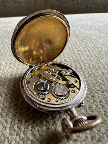 Antiguo reloj de bolsillo plata inhibición de cilindro - 31 mm aprox. 1900 - Imagen 7 de 10