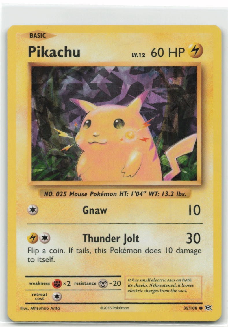 Pikachu Cracked Ice Holo 35/108 XY Evolutions 2016 Pokemon Card NM-M+
