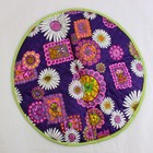 Green and Purple Floral Quilted Pie Casserole Carrier 15"