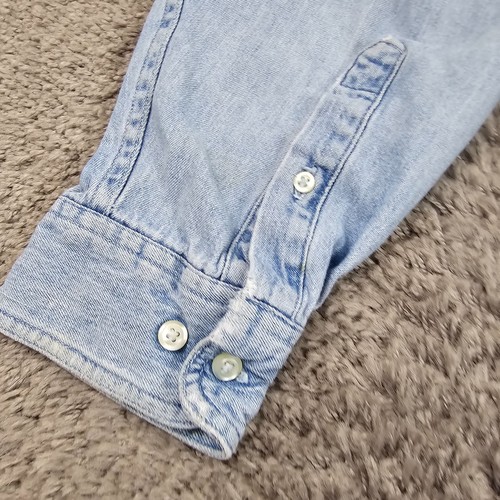 VINTAGE GAP Shirt Mens XL Blue Denim Long Sleeve 100% Cotton Pocket Made in USA - Picture 5 of 15