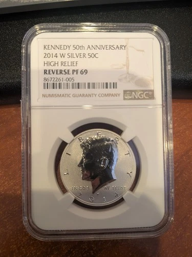 2014 W 50C REVERSE PROOF SILVER KENNEDY HALF DOLLAR NGC PF69 50TH ANNIVERSARY