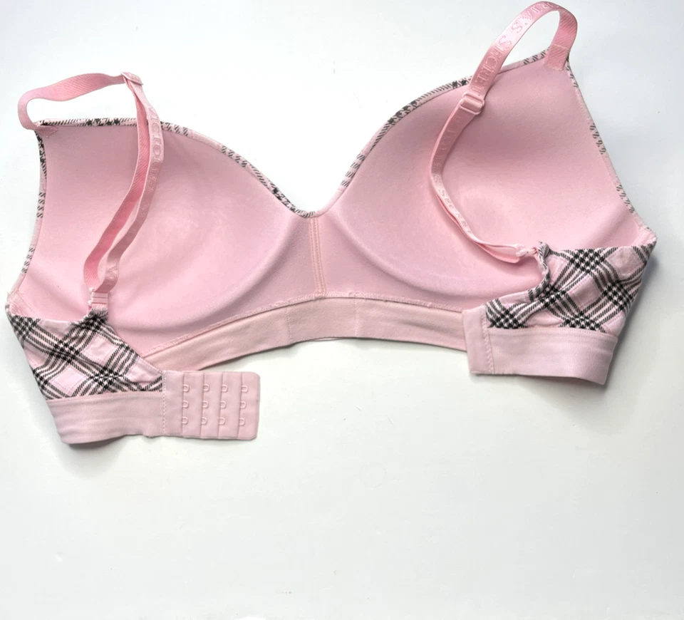 Victorias Secret Lightly Lined Shine Patch T-Shirt Bra 32DDD Wireless Pink Plaid - Image 4 of 4