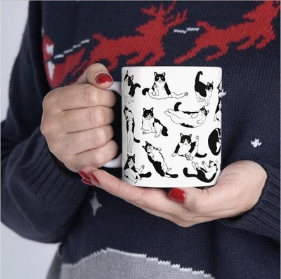 Black and White Tuxedo Cat Coffee Mug 11oz and 15oz Cat Mugs Tuxedo Cat Gift