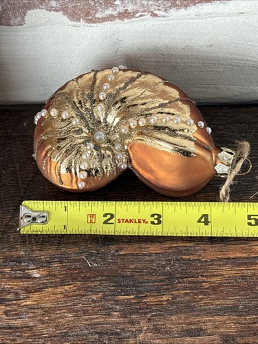 POTTERY BARN Ornament CONCH SHELL Glass Coastal Nautical Beach Christmas Pearls - Picture 9 of 10