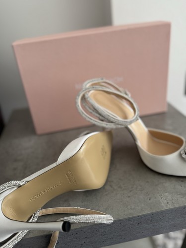 Mach & Mach Genuine Crystal Triple Heart Stiletto Heels Sandals White Uk 7 Eu 40 - Picture 6 of 14